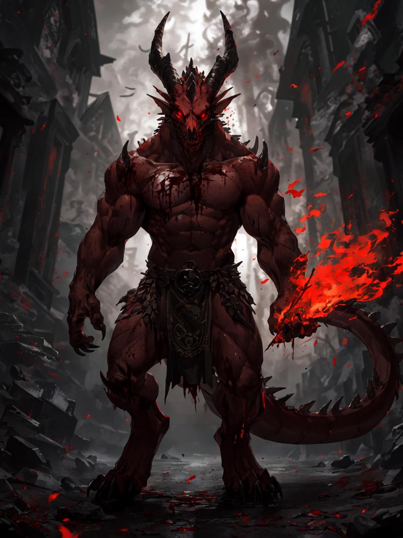 54145-4006355105-masterpiece, best quality, hi res, furry, anthro, (dragon), red body, red eyes, horns, tail, horror core, red theme, dark, (bone.png